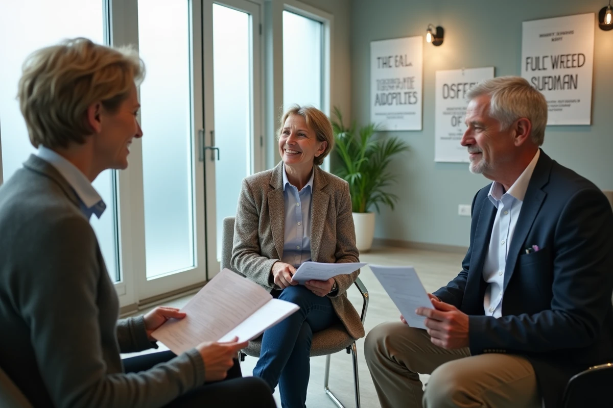 Groupe d'adultes participant à un atelier de prévention des maladies dégénératives dans un centre de bien-être communautaire