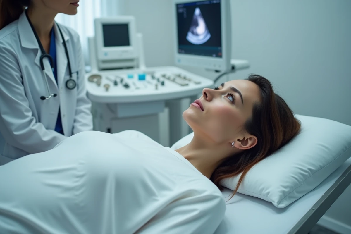 Femme enceinte lors d'un examen médical obstétrical pour surveiller la rupture de la poche des eaux