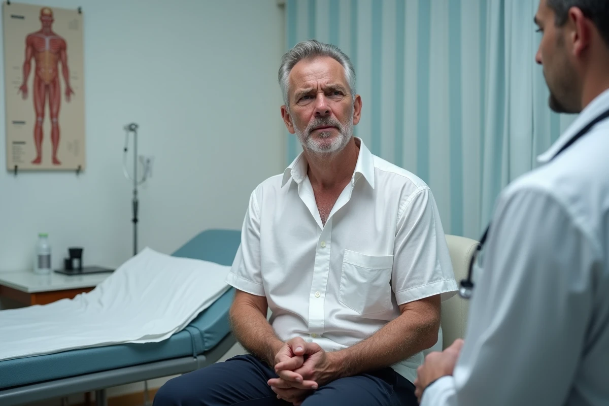 Patient consultant un médecin généraliste pour un problème de transpiration excessive lors d'efforts mineurs
